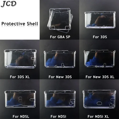 JCD البلاستيك واضح كريستال واقية هارد شل غطاء حماية الجلد ل GBA SP NDSL DSI NDSi XL 3DS XL جديد 3DS XL LL وحدة التحكم
