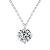 2 Carat 1Ct Real Moissanite Stone 14K White Gold Plated S925 Sterling Silver Chain Moissanite Diamond Pendant Necklace for Women