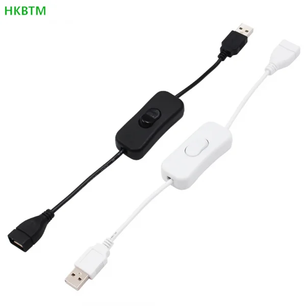 HKBTM 28 سم كابل USB مع مفتاح تشغيل/إيقاف تمديد الكابلات تبديل لمصباح USB مروحة USB خط إمداد الطاقة محول متين رائج البيع