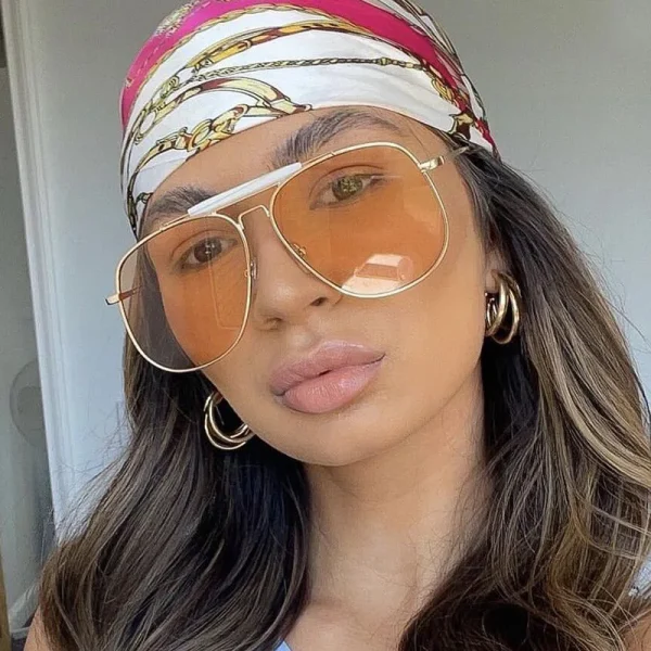 النظارات الشمسية فائقة السخونة 77200 موضة 2024 نظارات شمسية مربعة الشكل ذات جسور مزدوجة متدرجة معدنية مسطحة