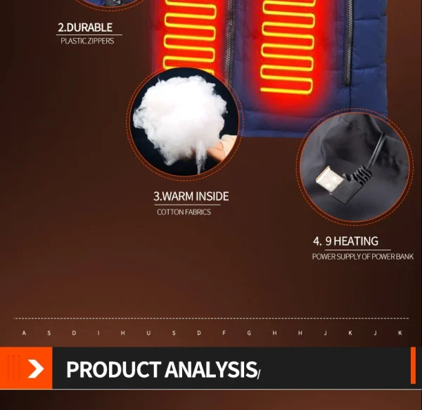 سترات كهربائية ساخنة بـ 9 مناطق للرجال والنساء، ملابس رياضية، معطف ساخن بالجرانفين، سترة تدفئة USB للتخييم