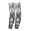 REXCHI HB15 Tattoo Printed Sleeves Summer Ice Silk Fabric Breathable Fast Dry Anti Ultraviolet Cooling Tatoo Arm Sleeves Men