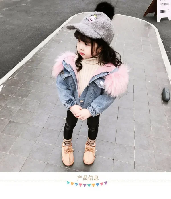 Baby Girls Clothes Winter Jackets Plus Velvet Thicken Warm Toddler Cowboy Outerwear Infant Girls Clothing 2-6 Y Denim Coat
