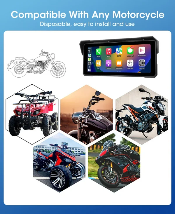 جانسايت محمول 8.1 بوصة IP67 مقاوم للماء للدراجات النارية 4K DVR نظام تحديد المواقع والملاحة اللاسلكية Carplay أندرويد السيارات موتو مسجل مراقب