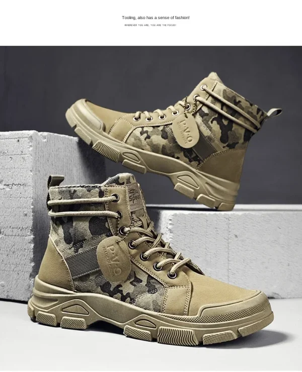 🔹 حذاء عسكري رجالي عالي التمويه