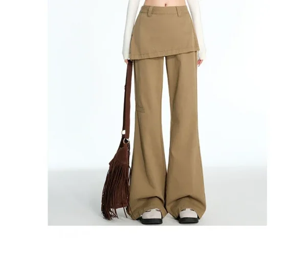 2025 ربيع الخريف حجم كبير الرجعية وهمية قطعتين ضرطة الستار الجينز مايكرو سحب البضائع التخسيس مستقيم مكدسة واسعة الساق السراويل