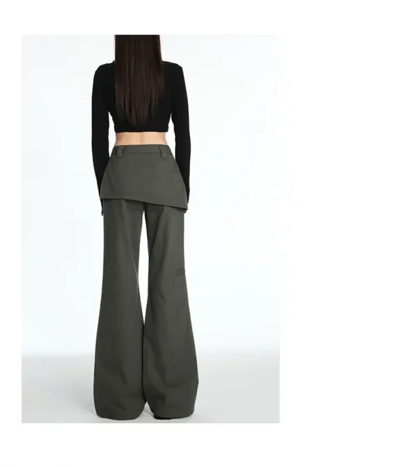 2025 ربيع الخريف حجم كبير الرجعية وهمية قطعتين ضرطة الستار الجينز مايكرو سحب البضائع التخسيس مستقيم مكدسة واسعة الساق السراويل