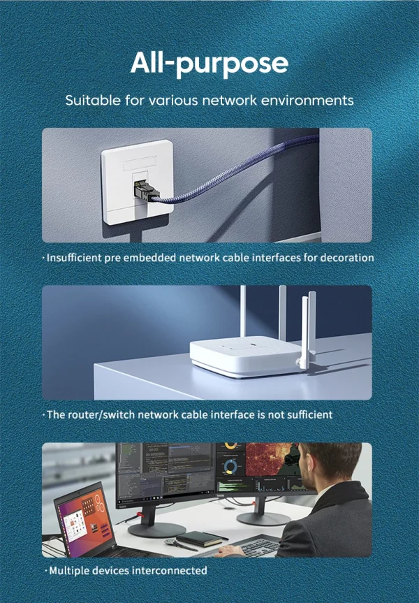 VIKEFON 5-port جيجابت جهاز سويتش للشبكات إيثرنت RJ45 منفذ الشبكة كابل اتصال التبديل شبكة الفاصل كابل المتوسع