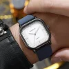 ساعات رجالية مربعة الشكل ساعة كوارتز بسيطة كاجوال بحزام جلدي ساعة يد Reloj Hombre (بدون صندوق)