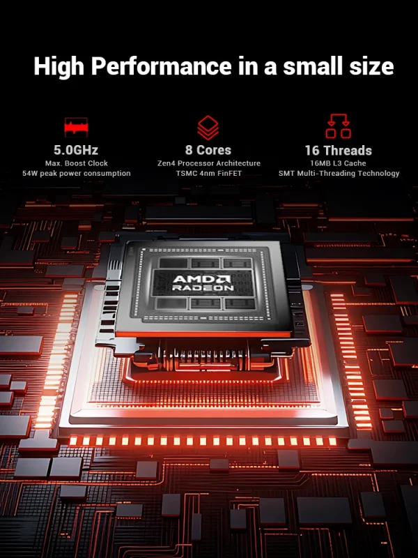 FIREBAT F1 MINI PC AMD Ryzen 7 H255 LPDDR5 ذاكرة عشوائية 24 جيجابايت قرص صلب SSD بسعة 1 تيرابايت واي فاي 6 بلوتوث 5.2 كمبيوتر مكتبي صغير محمول كمبيوتر سطح المكتب ويندوز 11