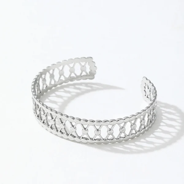 سوار DOTIFI من الفولاذ المقاوم للصدأ بتصميم جديد مبتكر بفتحة غير منتظمة قابلة للتعديل للنساء للارتداء اليومي والتنقل