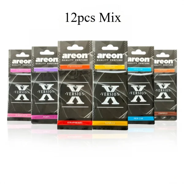 معطرات هواء السيارة عالية الجودة [الشكل X]، والتي يمكن استخدامها كزينة لمرايا الرؤية الخلفية للسيارة، متوفرة في مجموعات