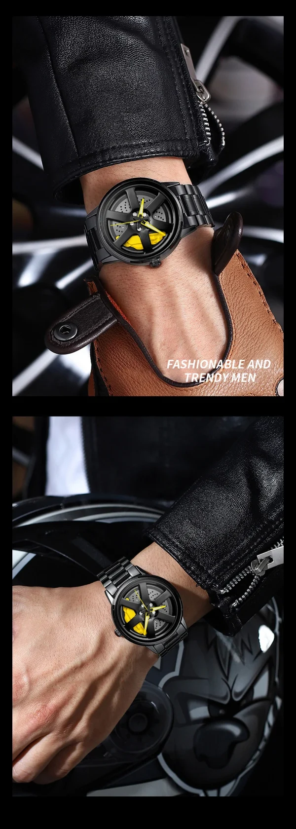 VA VA VOOM Sports Car Watch Fashionable Rotating Dial Stainless Steel Strap 3Bar Waterproof Quartz Movement Watches reloj hombre