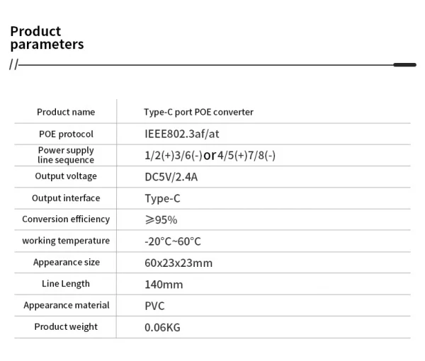 48V to 5V Water proof PoE Converter, RJ45 Port Output 5V/2A, IEEE802.3af/at for Passive 5V Devices