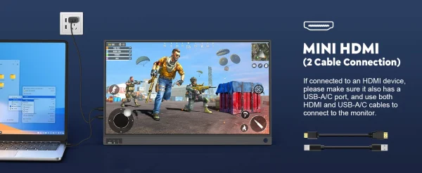 أمودو 15.6 بوصة شاشة محمولة 1920x1080P تمديد عرض IPS لوحة ال سي دي الثقب حامل VESA USBC Mini HDMI شاشة الهاتف المحمول