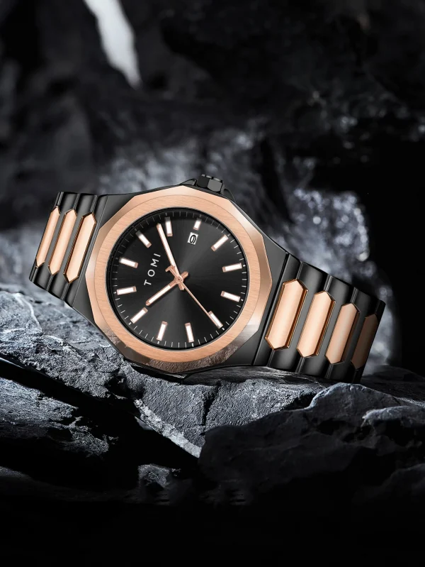 تومي الأعمال الفاخرة ساعة رجالية هدية مجموعة صناديق وردة عالية الجودة الذهب حالة بسيطة ومتعددة الاستخدامات ساعة كوارتز Relogio Masculino