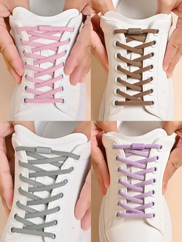 Elastic No Tie Shoelaces Semicircle Shoe Laces For Kids and Adult Sneakers Shoelace Quick Lazy Metal Lock Laces Shoe Strings