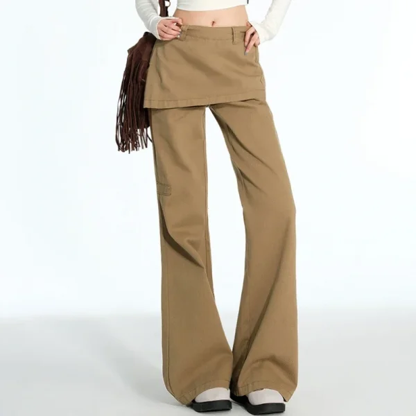 2025 ربيع الخريف حجم كبير الرجعية وهمية قطعتين ضرطة الستار الجينز مايكرو سحب البضائع التخسيس مستقيم مكدسة واسعة الساق السراويل