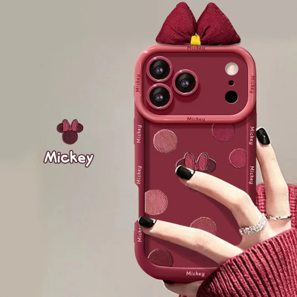 حافظة هاتف ميكي ماوس بولكا دوت بو 2024 السنة الجديدة متوافقة مع آيفون 15 برو ماكس آيفون 16 غطاء حماية من السيليكون