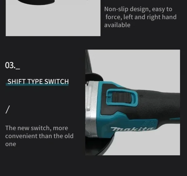 ماكيتا DGA404 100/125 مم 10000 دورة في الدقيقة مطحنة زاوية لاسلكية بدون فرشاة - أداة تلميع قطع المعادن/الخشب/البلاط مع الملحقات
