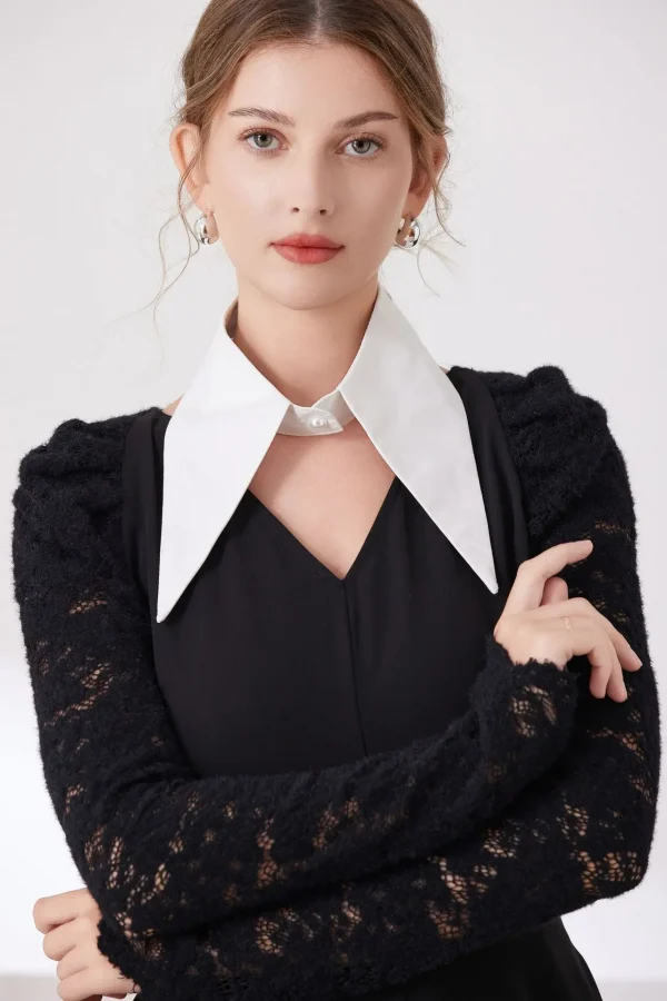 الجديد الأكثر مبيعاً بسيط بلون واحد يناسب الجميع، ياقة وهمية مزيفة، قميص إبداعي، ياقة مزيفة، شخصية