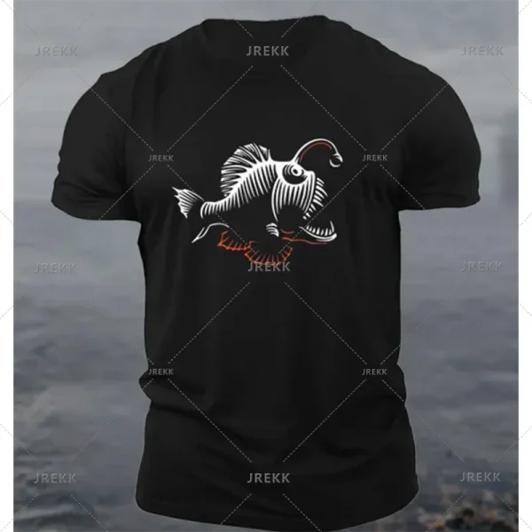 الحيوان تي شيرت للرجال الملابس فانوس الأسماك ثلاثية الأبعاد طباعة عناصر الرعب بلايز الصيف المتضخم الذكور بلايز الشارع ملابس كاجوال