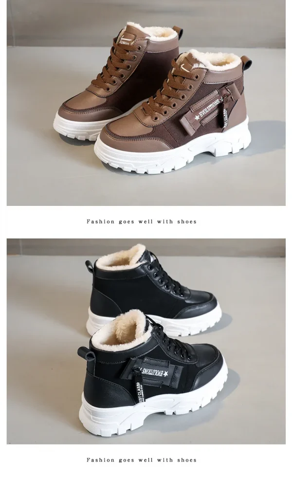 أحذية كاجوال فائقة النعومة، أحذية أبي سميكة القاع، أحذية منصة عالية الارتفاع، أحذية عصرية للشتاء الدافئ بنمط جديد للنساء