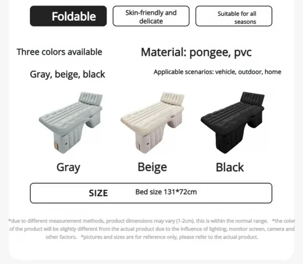 مرتبة هوائية خلفية للسفر أوتوماتيكية للسيارة، سرير محمول ذكي AI قابل للنفخ للنوم في السيارة