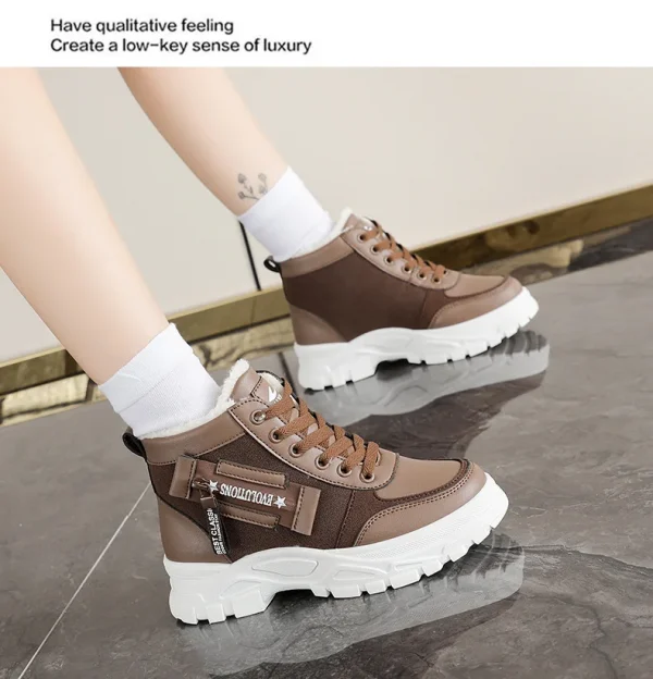 أحذية كاجوال فائقة النعومة، أحذية أبي سميكة القاع، أحذية منصة عالية الارتفاع، أحذية عصرية للشتاء الدافئ بنمط جديد للنساء