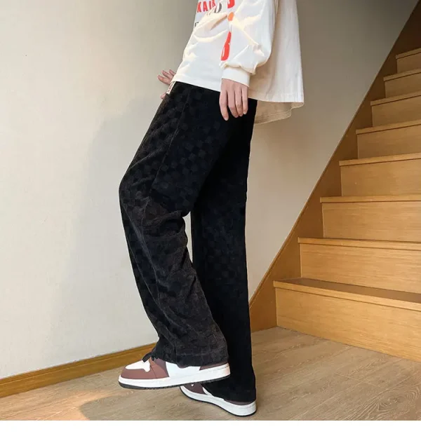 الخريف سراويل تقليدية الرجال موضة مستقيم منقوشة السراويل الرجال الشارع الشهير الهيب هوب فضفاض بنطال ذو قصة أرجل واسعة رجالي Vintage بنطلون M-3XL