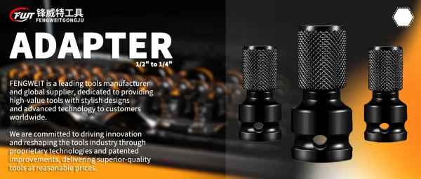 1 قطعة تأثير وجع لمحول الحفر 1/2 إلى 1/4 عرافة محول المقبس تمديد بت حامل للمفتاح الكهربائي والأدوات الكهربائية