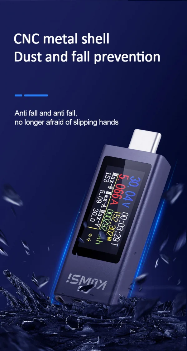 نوع-C متعدد الوظائف شاشة ديجيتال تيار مستمر الجهد مقياس التيار الكهربائي تيار مستمر 4-30 فولت 12A الفولتميتر مقياس التيار الكهربائي اختبار قدرة الشاحن