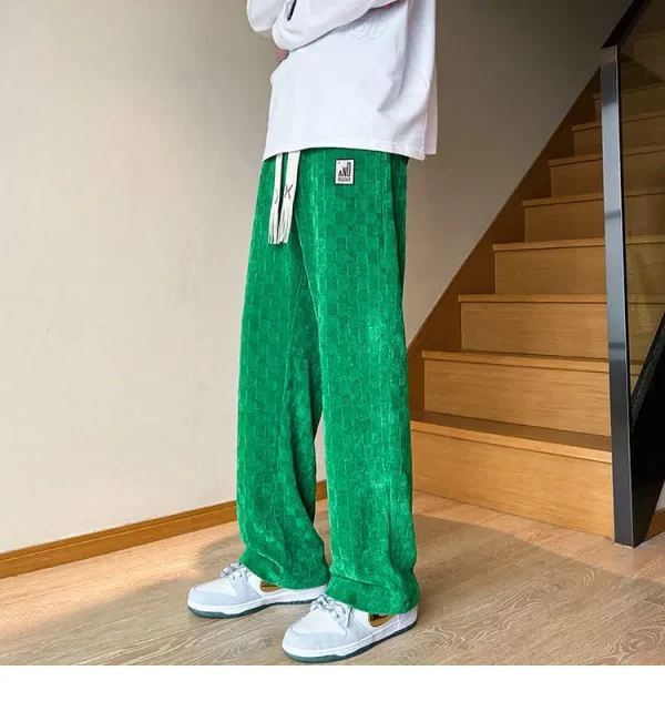 الخريف سراويل تقليدية الرجال موضة مستقيم منقوشة السراويل الرجال الشارع الشهير الهيب هوب فضفاض بنطال ذو قصة أرجل واسعة رجالي Vintage بنطلون M-3XL