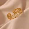 الجوف عبرت الملمس أساور للنساء الفولاذ المقاوم للصدأ الذهب اللون هندسية الكفة سوار فام خمر مجوهرات الزفاف هدية
