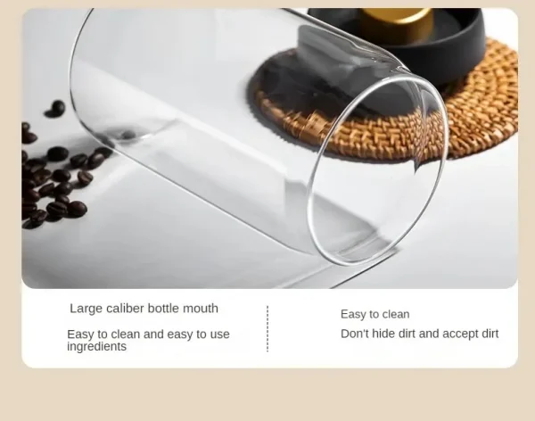 وعاء قهوة بغطاء أسود متعدد السعة، وعاء تخزين يدوي مقاوم للرطوبة، إبريق شاي زجاجي للمطبخ، وعاء تخزين حبوب القهوة، جرة محكمة الغلق