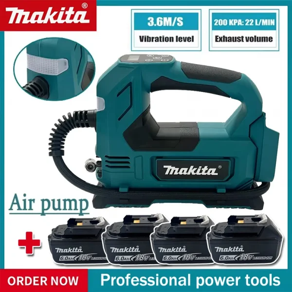 ماكيتا المحمولة اللاسلكي منفاخ لإطارات السيارة 18 فولت بطارية مضخة هواء كهربائية ضاغط الهواء المحمول لإطارات السيارات دراجة الكرة