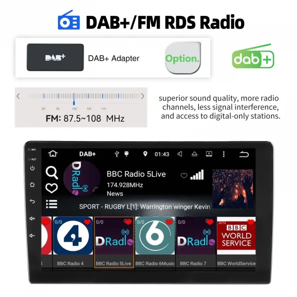 راديو ستيريو للسيارة من ESSGOO مقاس 9 بوصات 2 DIN مزود بتقنية Carplay يعمل بنظام الأندرويد وستيريو للسيارة وبلوتوث 64 جيجا ونظام تحديد المواقع والملاحة RDS وواي فاي وUSB FM DAB + CAM