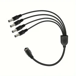 DC Power Splitter Cable 1 Female to 2/4/8 Male Y-Shaped Adapter with 12V Output 5.5mm x 2.1mm Connector for Cameras