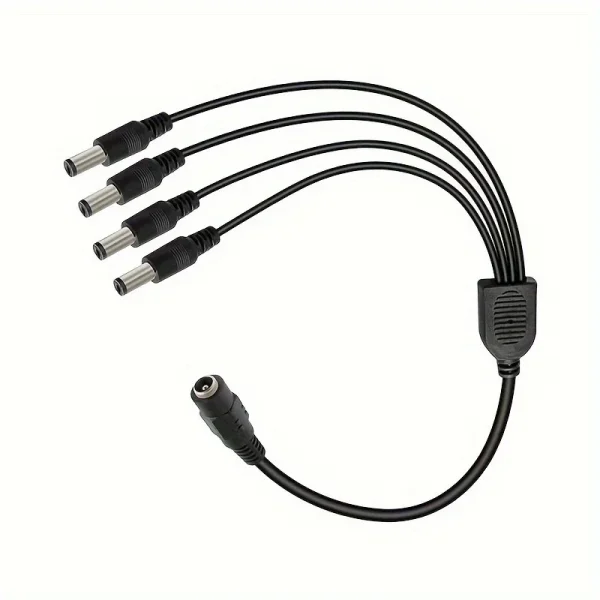 DC Power Splitter Cable 1 Female to 2/4/8 Male Y-Shaped Adapter with 12V Output 5.5mm x 2.1mm Connector for Cameras