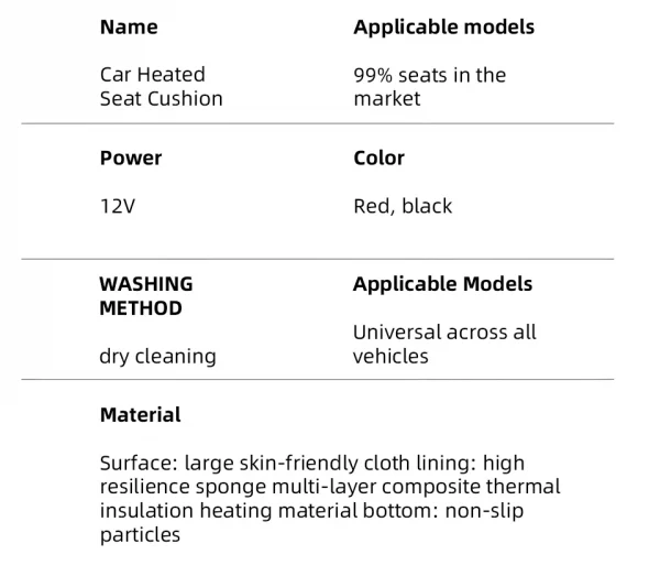 12 فولت مقاعد السيارة العالمية ساخنة وسادة التدفئة السريعة مقعد السيارة يغطي الشتاء الدافئ اكسسوارات السيارات منصات التدفئة المتاحة الأسود والأحمر