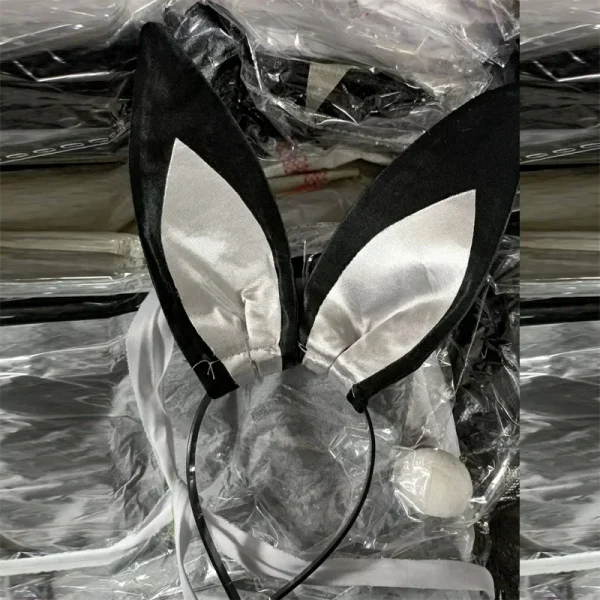 أزياء الهالوين النسائية، قفازات وياقة آذان أرنب لطيفة وبذلة لأزياء الحفلات التنكرية