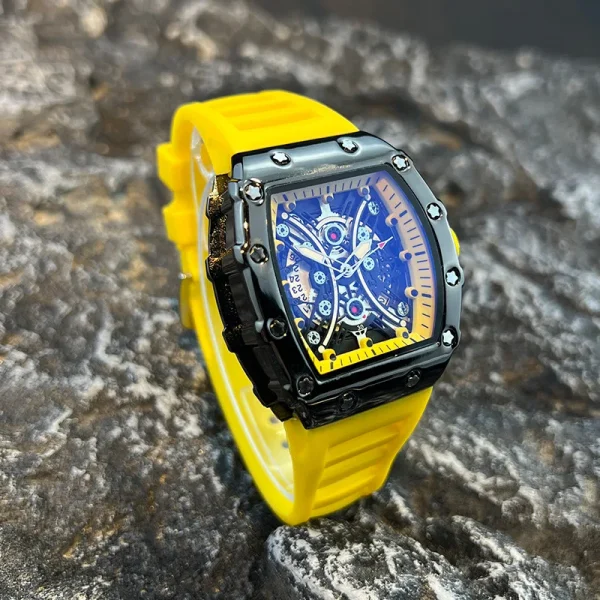 ساعة رجالية خفيفة الوزن ذات علامة تجارية فاخرة ببرميل نبيذ، ساعة رياضية عصرية وتوهج ليلي وساعة تقويمية Reloj L146