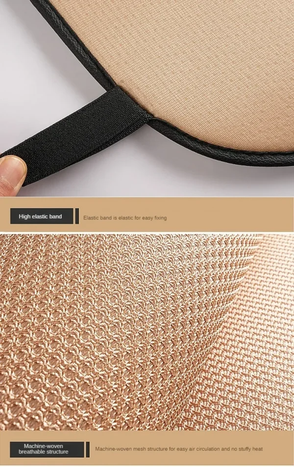 وسادة مقعد السيارة من الحرير الجليدي المسامي، مقاومة للانزلاق ومقاومة للاهتراء، غطاء مقعد السيارة من الحرير الجليدي بلون سادة، تناسب معظم السيارات عالميًا