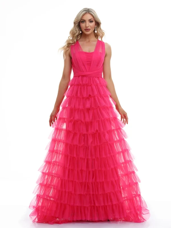 فساتين سهرة رسمية فاخرة بدون أكمام ورقبة على شكل حرف v من التل 2025 أنيقة لحفلات الزفاف من التل للنساء وصيفة العروس فساتين كوكتيل للحفلات الراقصة