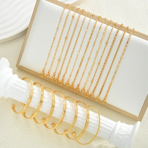 20 قطعة لون الذهب الموضة الحد الأدنى الإسورة سوار مجموعة Vintage بوهو الأفعى العظام سلسلة أساور للنساء مجوهرات اليومية هدية جديد