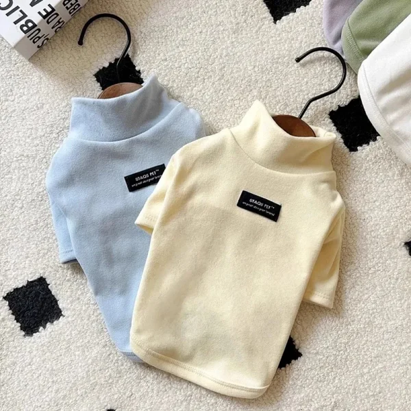 الفاخرة الكلب قاع قميص الربيع الكلب الملابس لطيف الصلبة جرو الياقة المدورة الدافئة لينة القط قميص الحيوانات الأليفة بلوزات تشيهواهوا ازياء