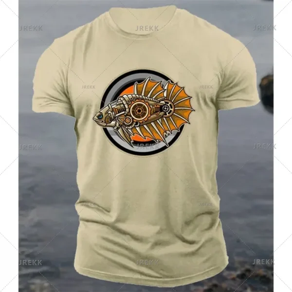 الحيوان تي شيرت للرجال الملابس فانوس الأسماك ثلاثية الأبعاد طباعة عناصر الرعب بلايز الصيف المتضخم الذكور بلايز الشارع ملابس كاجوال