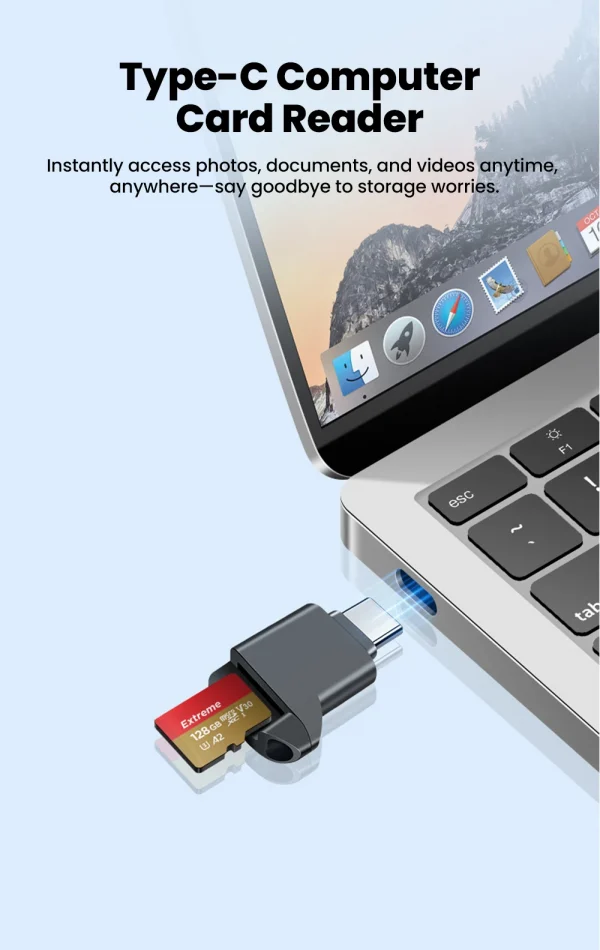 قارئ بطاقة TF صغير Type-C 2.0 للتخزين الخارجي باللون الأسود قابل للتمدد لبطاقة الذاكرة USB C 2.0 لأيفون 17 16 قارئ بطاقة TF صغير