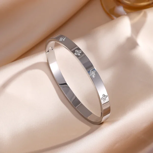 ZAKOL 5/1 قطعة تألق زركونيا مطعمة سوار الفولاذ المقاوم للصدأ مجموعة للنساء تكويم أساور موضة غير يتلاشى مجوهرات هدية