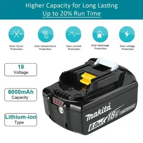 makita 18v battery Genuine 18V Makita 6Ah Makita Battery BL1840 BL1830B BL1850B BL1850 BL1860 BL1815 Replacement Lithium Battery